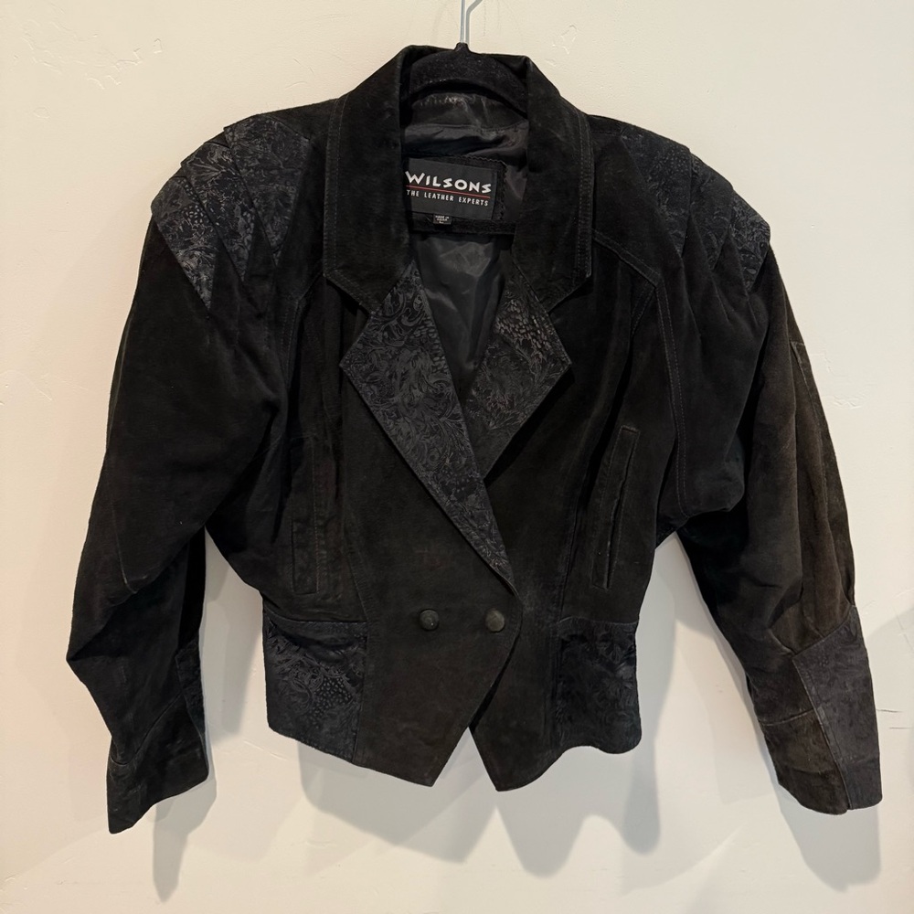 Wilson’s Leather Suede Black Women's Jacket Vintage Large Classic Western Rodeo